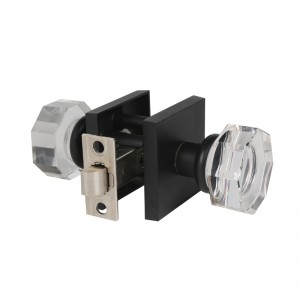 S2603 Clear Glass Crystal Door Knobs Interiör, Octagon Shape Privacy Door Knobs For Bedroom/bathroom, Matte Black
