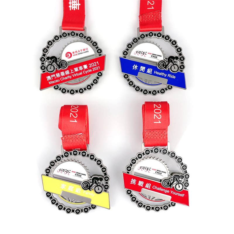 Anpassad medaljonghalsband cykelmedaljer antika pläterade metallmedaljer