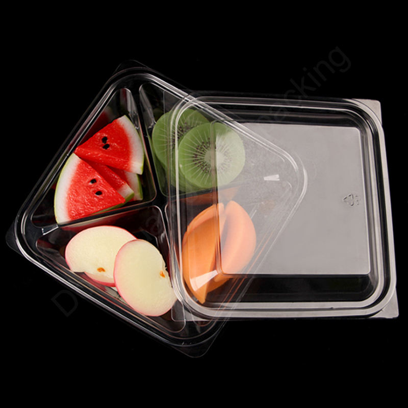 Engångsbelagd plast transparent fruktsallad blisterbox containerförpackning med lock