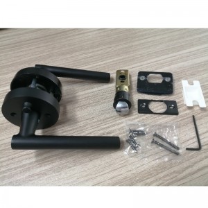 R7506 Svart dörrhandtag med modern modern smal rund design för sovrum eller badrumsintegritet,nyckelfri dörrlås