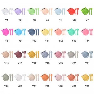 Baby Feeding Set Silicone Bowl Spoon Fork For Toddler Kids Cute Animal Silicon Bowl Set Bear Food Feeding Baby Plate For Children Supplies