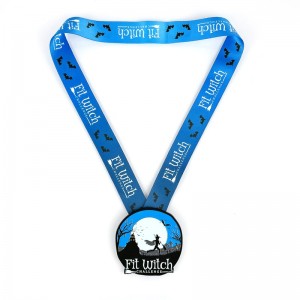 7/8-tums matt svartmetallmedalj halloween lysandenattmedaljer