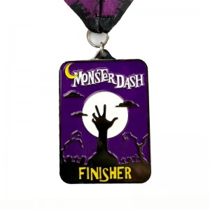 Metal Die Casting Matte Black Metal Medal Halloween Flip-Open sportmedaljer