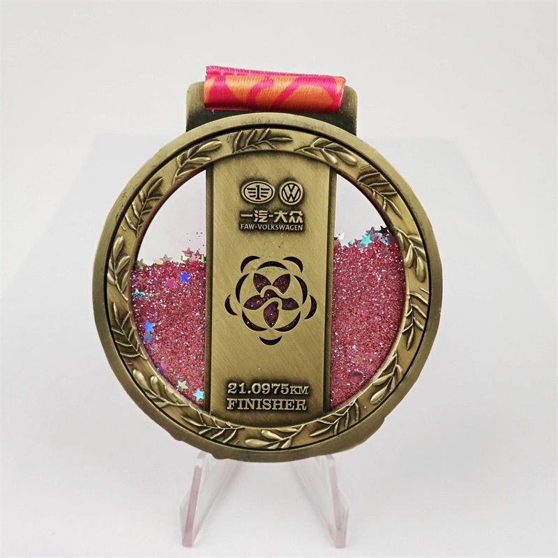 Injicera glitterstjärna vätska kvicksand medaljer presentanpassade medaljer emalj