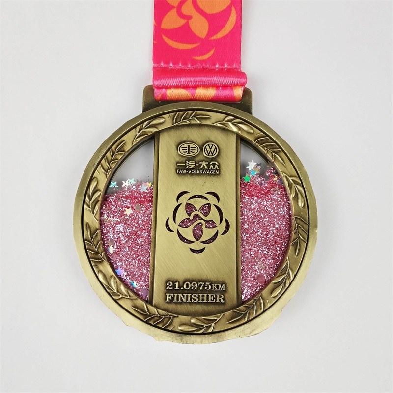 Injicera glitterstjärna vätska kvicksand medaljer presentanpassade medaljer emalj
