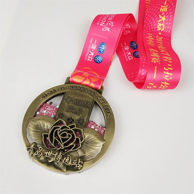 Injicera glitterstjärna vätska kvicksand medaljer presentanpassade medaljer emalj