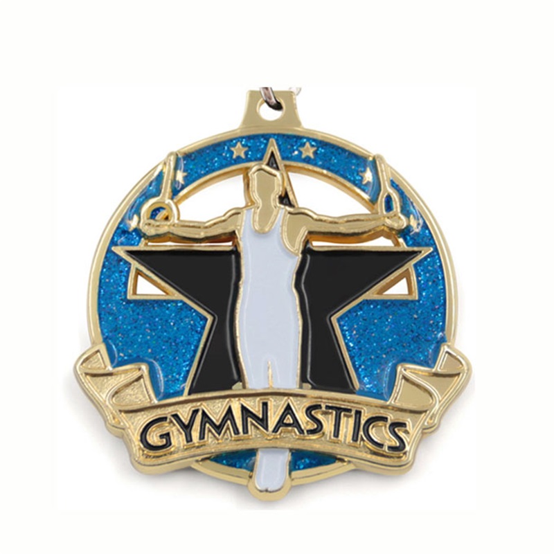Färg 3D Emaljmedaljer Gymnastikmedaljer Hållare medaljer gåva
