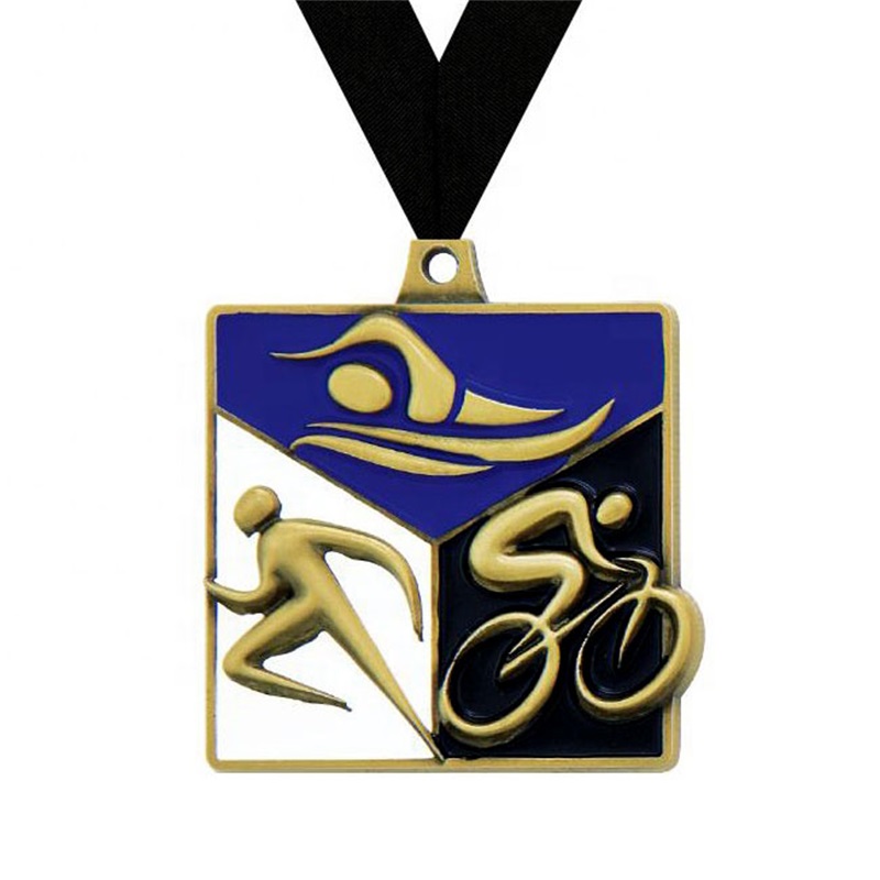 Vacker designmedalj 3D UV -tryckning Emaljmedaljong Triathlon Medal