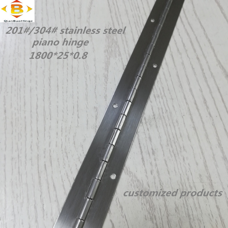 Anpassat långt gångjärn 201#304#tjocklek 0,8 mm rostfritt stål tjockt piano gångjärn kontinuerligt radskåp piano gångjärn