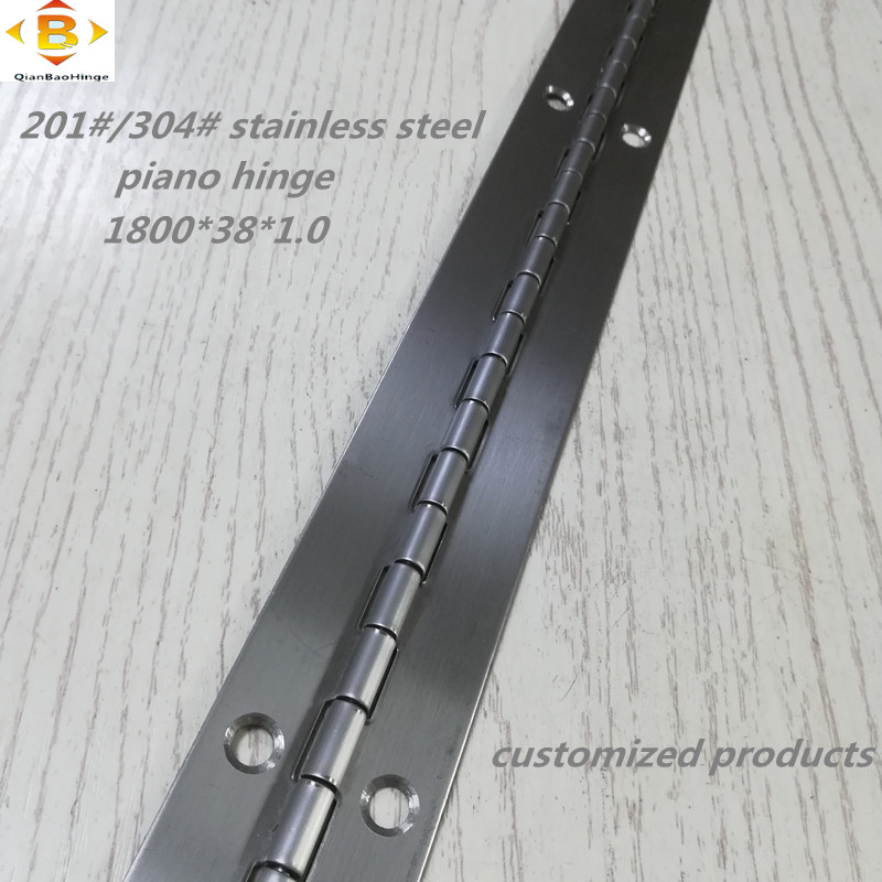 Anpassat långt gångjärn 201#304#tjocklek 1,0 mm rostfritt stål tjockt piano gångjärn kontinuerligt radskåp piano gångjärn