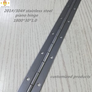 Anpassat långt gångjärn 201#304#tjocklek 1,0 mm rostfritt stål tjockt piano gångjärn kontinuerligt radskåp piano gångjärn