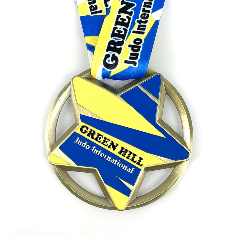 Gjutna metallmedaljer Kungfu Gold Medal Medalla de Kung Fu