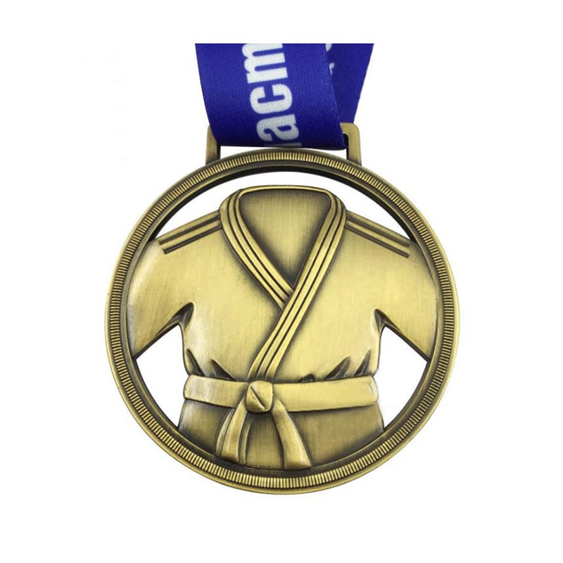 Gjutna metallmedaljer Kungfu Gold Medal Medalla de Kung Fu