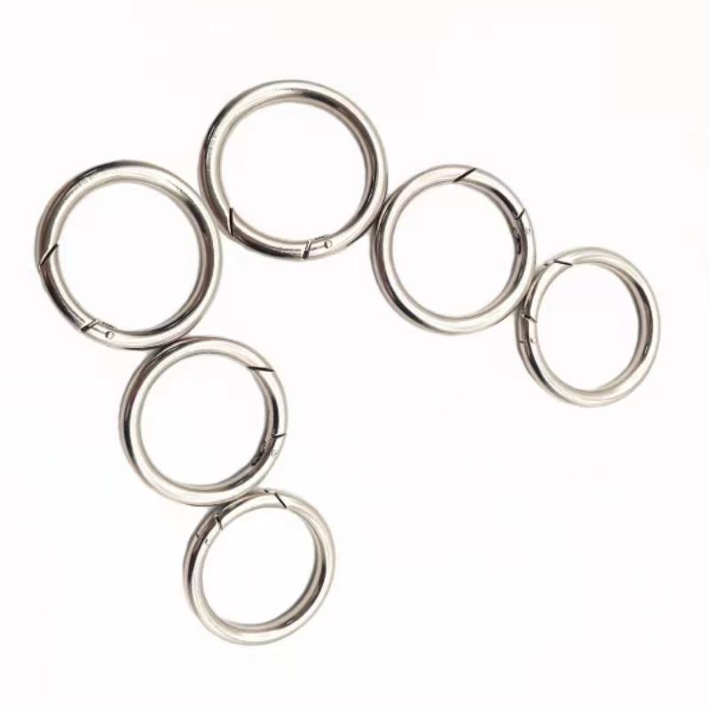 Öppningsbar O-ring trigger runda snap carabiner fjäderring rundanyckel ring plånbok metall keychain