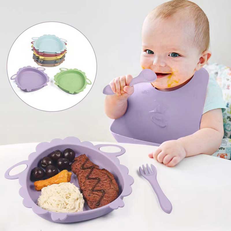 Baby bordsartiklar får mat klass silikon mjuk baby matning skålnon bpa middag silikon matning plattor för småbarnsplattor