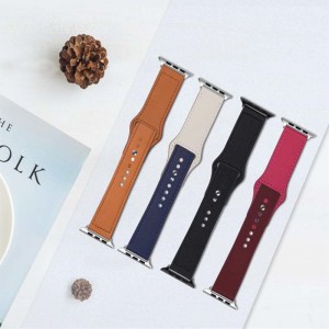 Äkta läderrem, andningsbara och hållbara, fashionabla Qianniao -nät, litet, färskt och fast färgrem, etc. är lämpliga för Apple, Samsung, Huawei och Xiaomi, 38mm, 40mm. 42 mm