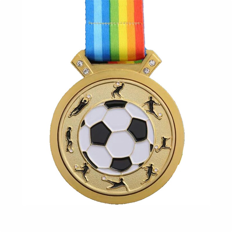 GAG DESIGN METAL 3D LOGO FOTBALL SOCCER RACE Sports Gold Award Medal Facture Custom Medal With Ribbon