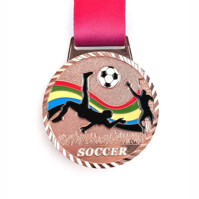 Anpassad fotbollsguld 3D -medaljer fotbollslopp som kör metall maraton sportmedalj med band