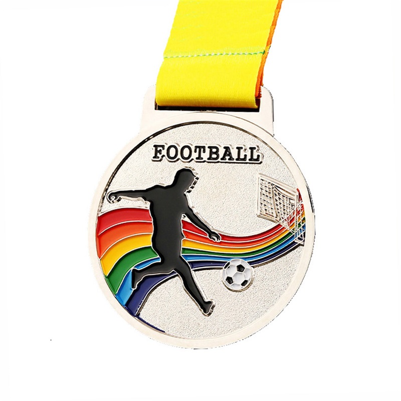 Anpassad fotbollsguld 3D -medaljer fotbollslopp som kör metall maraton sportmedalj med band