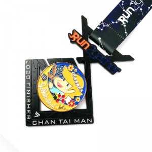 Gag grossistanpassad logotypdesign metalllegering som kör maraton sport hedersmedalj