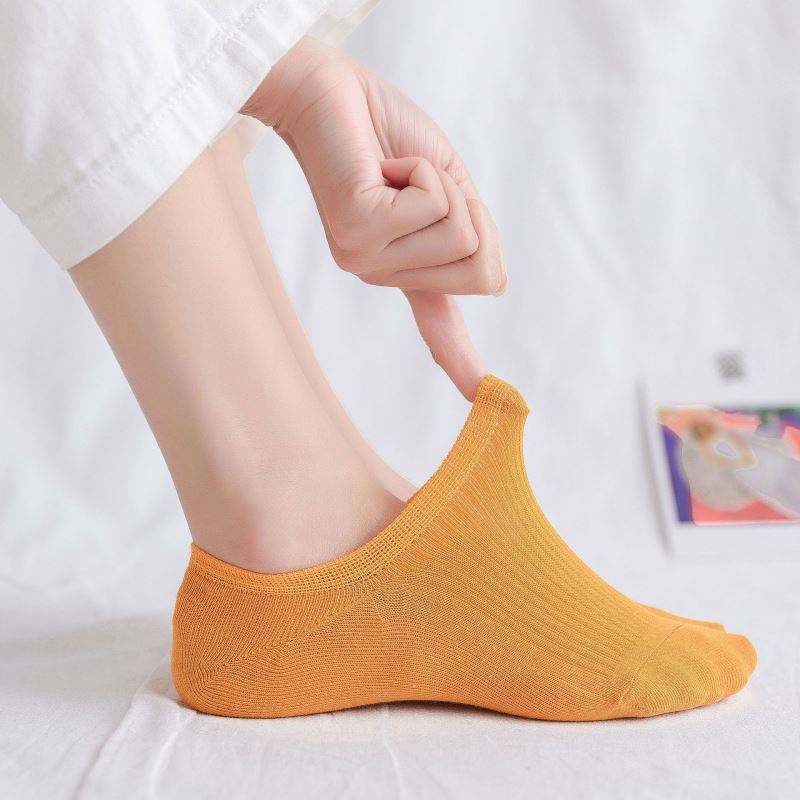Partihandel Kvinnor Invisible Sock Solid Color Cotton Bortable Socks