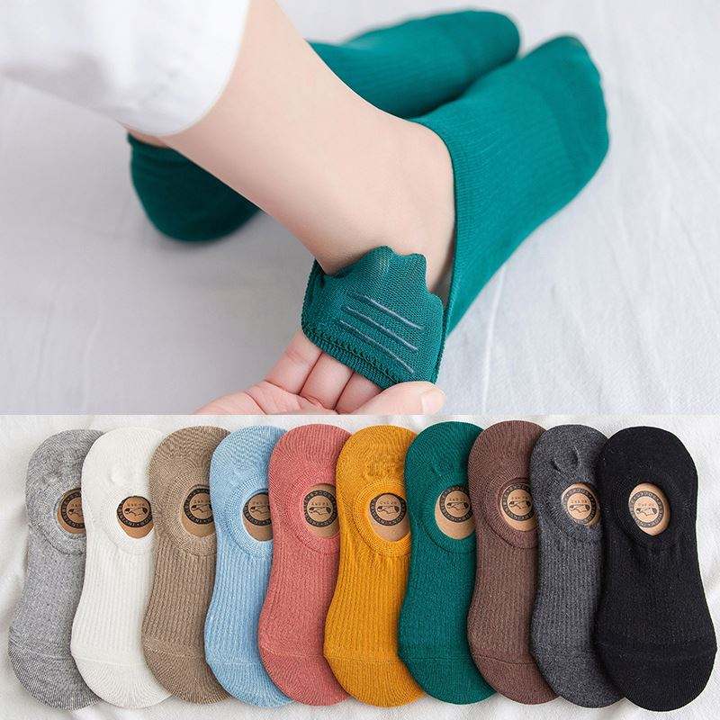 Partihandel Kvinnor Invisible Sock Solid Color Cotton Bortable Socks