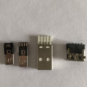 Ickel-pläterad USB-typ A-svansuttag 3-i-1 PC DIY-adapter
