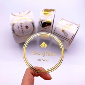 Round Bronzing Label Sticker, Bronzing Transparent Etikett, anpassad bronzingetikettklistermärke