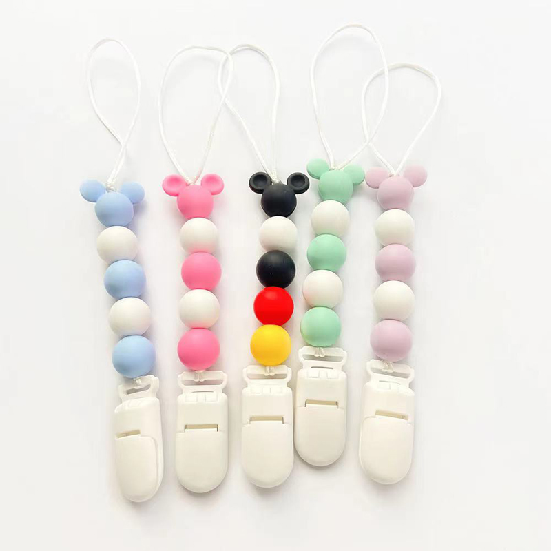 BPA gratis anti-fallande bok trä silikonpärla tandläkare avlägsna leksak baby dummynippelnapphållare klippkedja