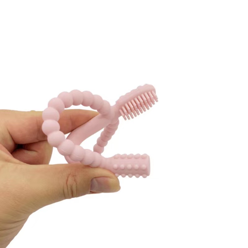 Bpa gratis mjuk säker tandborste tugga leksaker tandborste baby silikon tänder