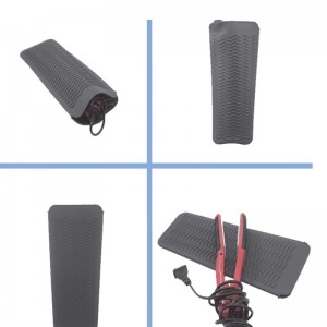 Resistent silikonmattan, bärbar värmebeständig täckspåse resor hår curlernon-halp matta för curling järn, hårrätare, curling trollstav förvaring