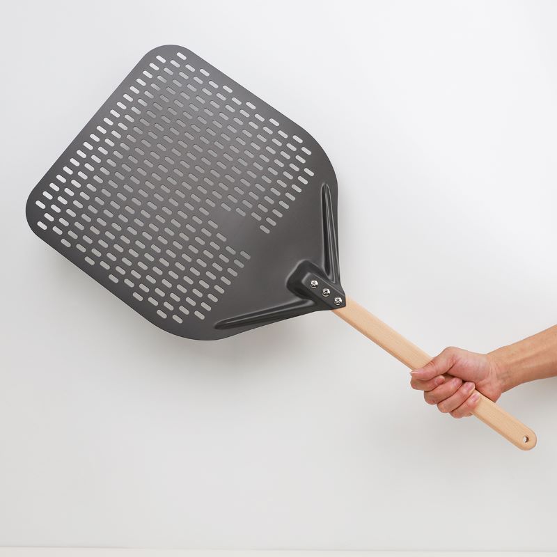 Avtagbar anodiserad 12 tum 14 tum perforerad aluminium pizza peel pizza spade pizza spatula pizza turner