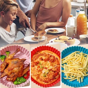 Air Fryer Silicone Pan, 8,5 tums Air Fryer Basket, Food Grade Air Fryer -tillbehör, återanvändbara luftfryerfoder, ersättningspergamentfoder, ingen rengöring av luft fryer