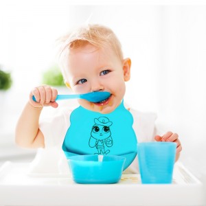 Baby Bibs, Silicone Children \\\\\\\\\\\\\\\\\\\\\\\\\'s Drool Bibbs Lätt att rengöra barn som matar snacks Falled Collection Bag, Soft Silicone Justerbar