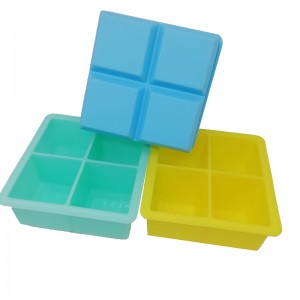 Stora isbitbrickor 4 Cavity Silicone Ice Cube -brickor med för frysstapelbara isbitformar för att göra stora fyrkantiga isbitar för cocktails och bourbon