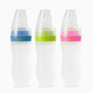 Kompletterande sked silikonpresssked barns kompletterande matflaska