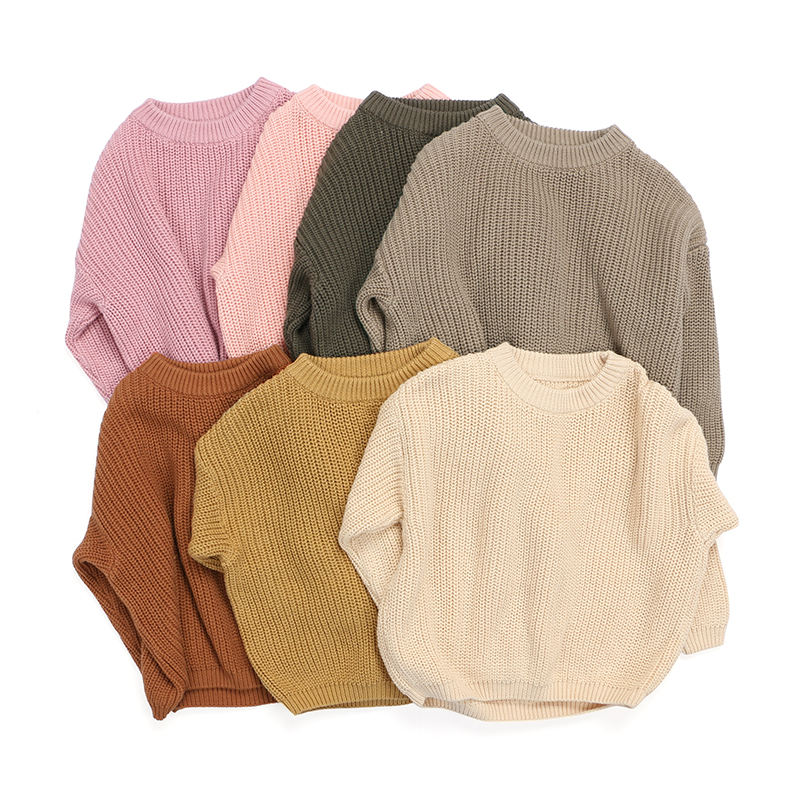 Boutique Högkvalitativ hösten Spring Baby Spädbarn Småbarn Pullover Knitkläder Kids Solid Color Sweater