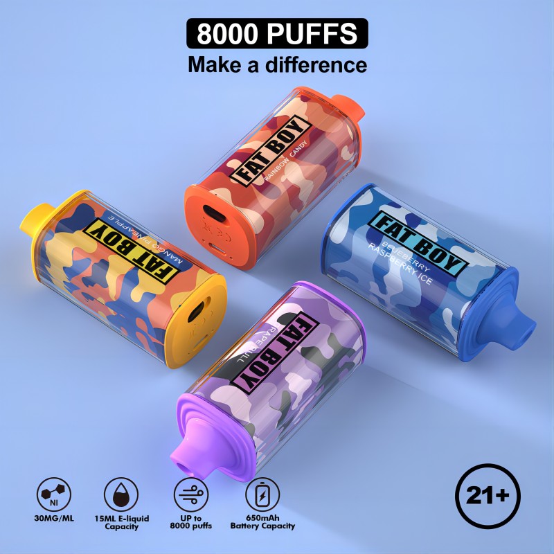 ELFWORLD Ladda om 8000 puffar Fluum Vape Juice E Liquid VoltBar Type-C Uppladdningsbar engångsvap