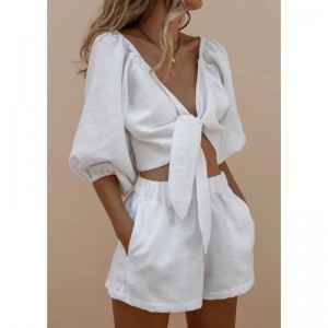 Kvinnor snör upp topp&shorts set