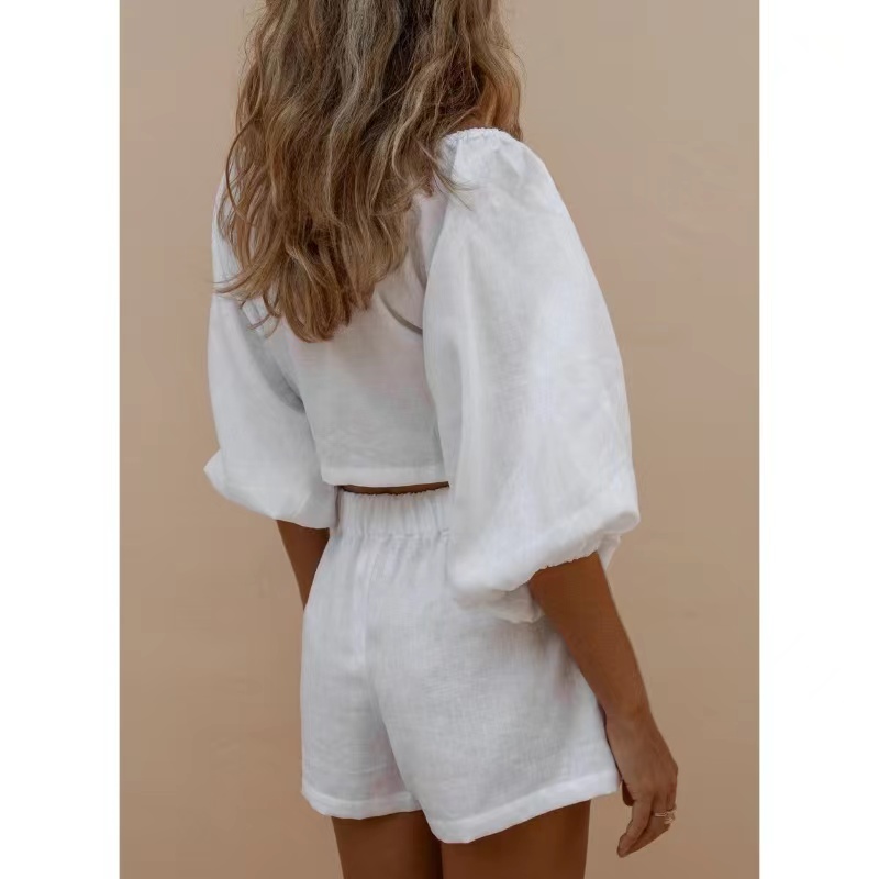 Kvinnor snör upp topp&shorts set