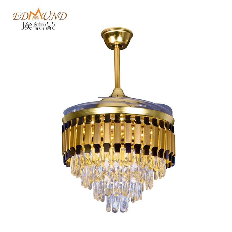 K011 Chandelier takfläkt med ljus med avlägsna 42 tum 3 färg med högtalarkristallkrona ljuskronan