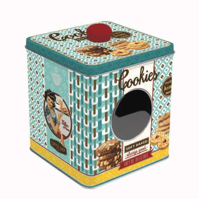 TCE- Nya produkter Square Metal Can Cookie Biscuit Tin 0,28 mm tinplatta