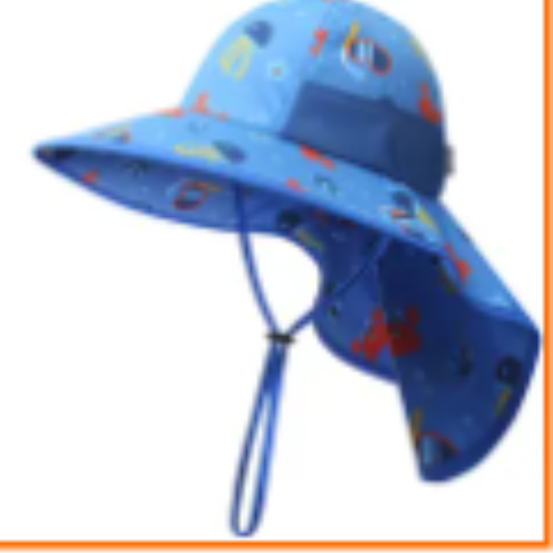 Anpassad tryckt Cotton Beach Sun Hat Kids Summer Shield Bucket Hatts With String