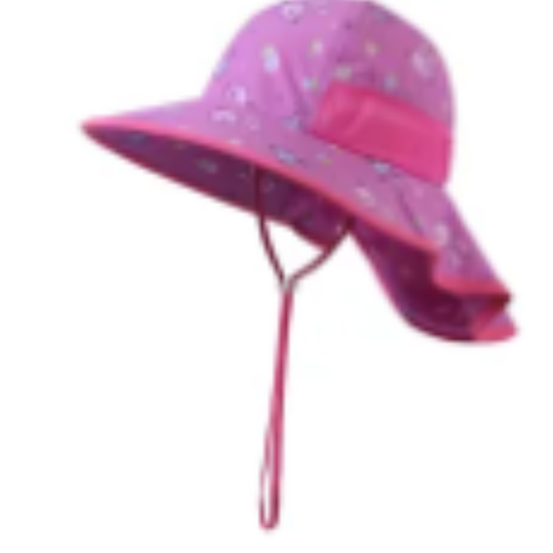 Anpassad tryckt Cotton Beach Sun Hat Kids Summer Shield Bucket Hatts With String