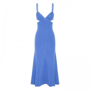 OEM Summer Holiday Party Sexig Cutout Midje Cross Effect Sweaters Casual Custom Solid Color Sticked Mini Dresses Women