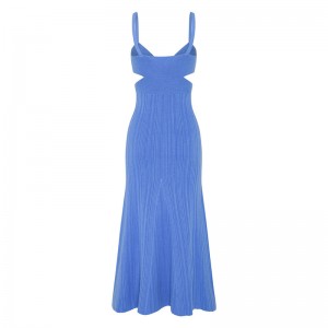 OEM Summer Holiday Party Sexig Cutout Midje Cross Effect Sweaters Casual Custom Solid Color Sticked Mini Dresses Women