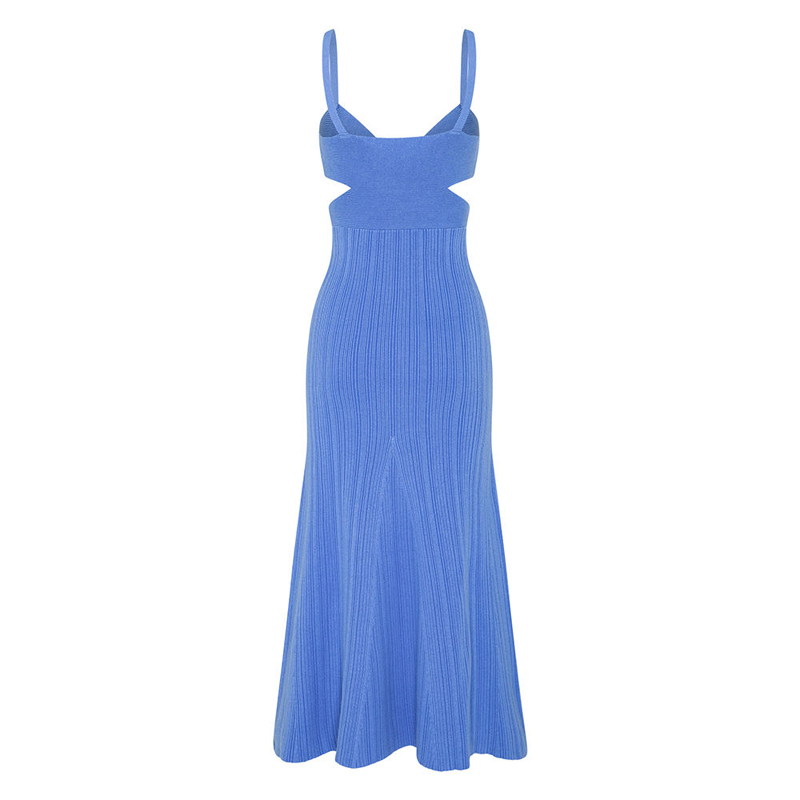 OEM Summer Holiday Party Sexig Cutout Midje Cross Effect Sweaters Casual Custom Solid Color Sticked Mini Dresses Women