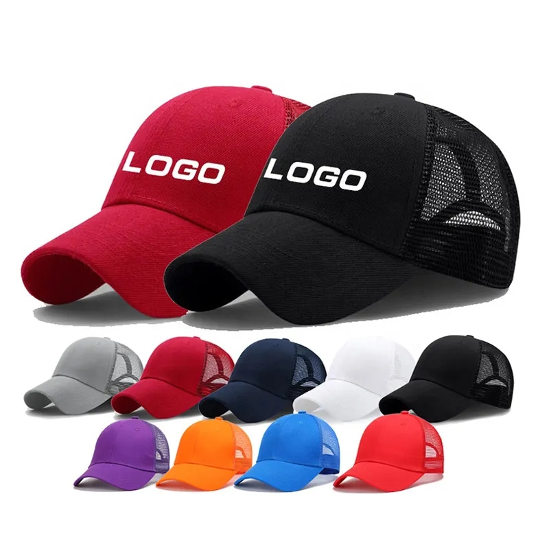 Anpassningsbar OEM -logotyp Summer Mesh Baseball Cap Baseball Cap Unisex Mesh Hat For Men Women