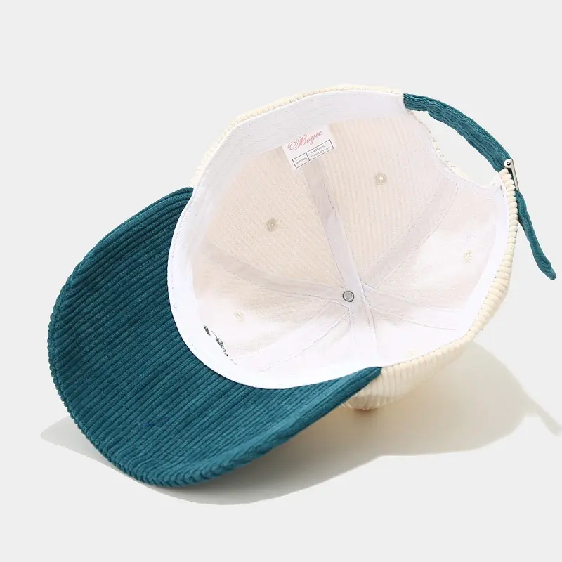 Partihandel anpassad design broderi logo corduroy pappa hatt vintage 6 panel baseball hatt mode casual baseball hattar