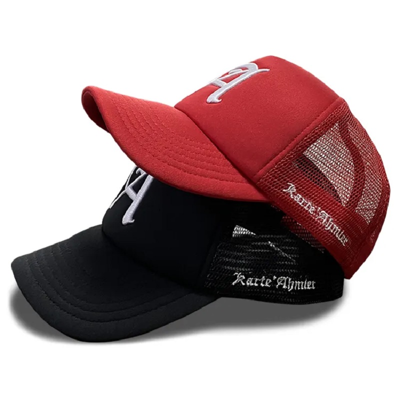 Högkvalitativ grossist Klassisk anpassad design din egen 3D -broderi logotyp 5 panel gorras mesh trucker caps hattar mens
